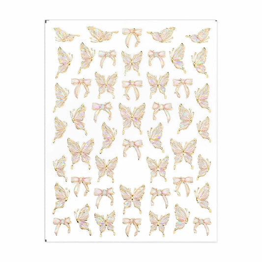 Prasacco Butterfly Nail Stickers 5D Embossed Gold Shell Nail Art Decals