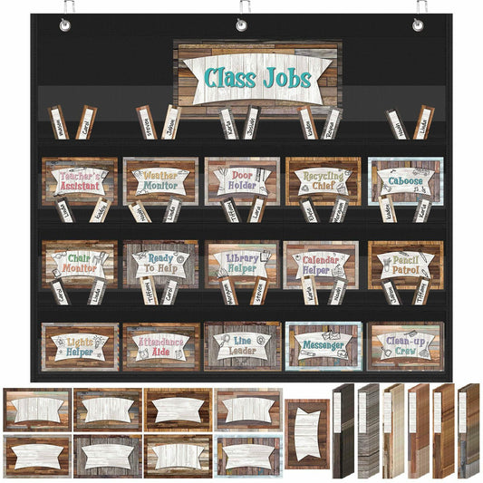Fulmoon 86 Pc Class Jobs Pocket Chart Set Teacher Helper Home Sweet