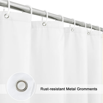 EurCross Fabric Shower Curtain Liner 72x84 White Water-Repellent Polyester