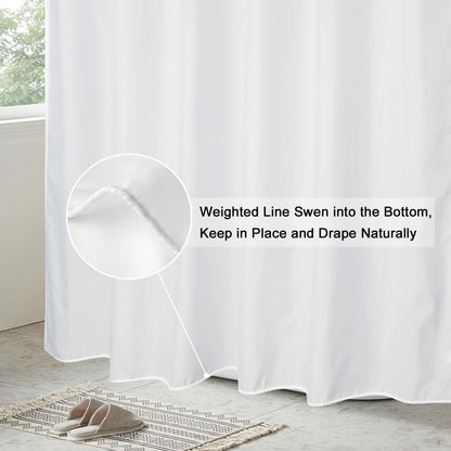 EurCross Fabric Shower Curtain Liner 72x84 White Water-Repellent Polyester