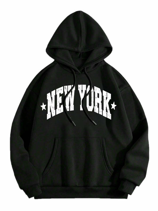 LilyCoco Women's Oversized Graphic Hoodie Sweatshirt Black Size L