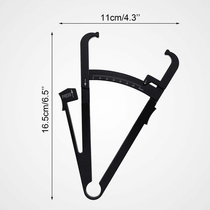 Quacc Body Fat Caliper with Slide Ruler & Body Fat Charts Black
