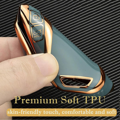 Bububulk Kia Key Fob Cover Soft TPU Leather Keychain for Ceed Cerato Black