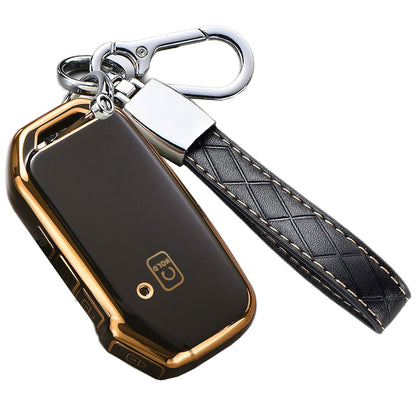 Bububulk Kia Key Fob Cover Soft TPU Leather Keychain for Ceed Cerato Black