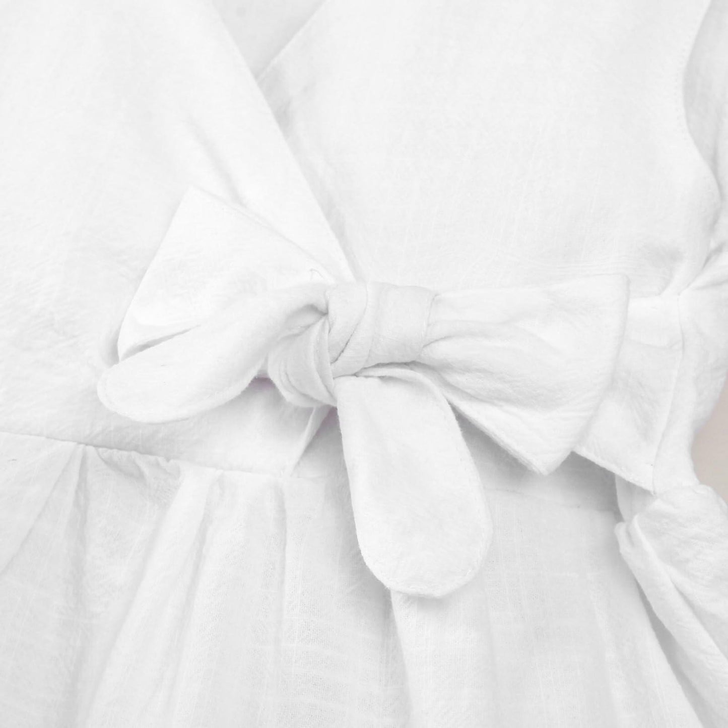TIMOGG Toddler Girl Sleeveless Linen Cotton Dress Bow White Size 3-4T