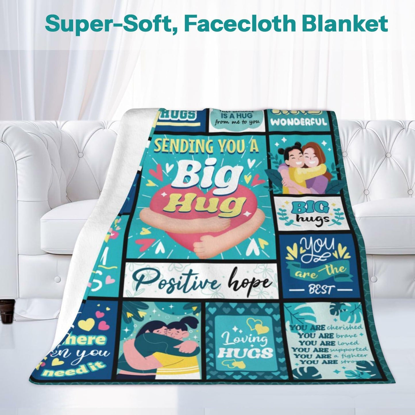 HEIFAM Inspirational Healing Hug Blanket Green 60x80 Size 80x60