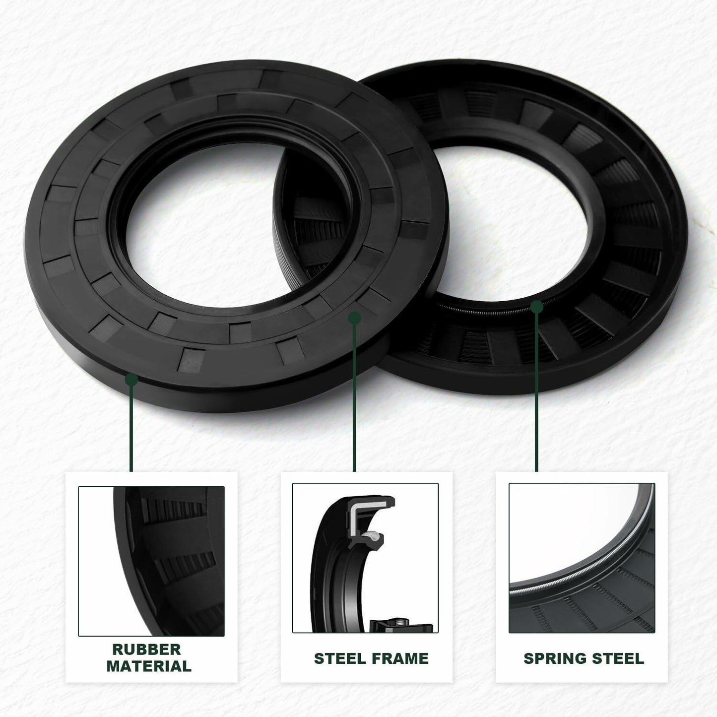 Yethuanru TC 14x26x7mm Brown Double Lip Oil Seal 2PCS Nitrile Rubber Spring