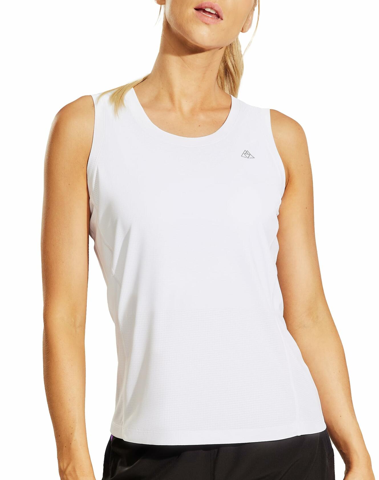 Haimont Women's Athletic Sleeveless Mesh Quick Dry Tank Top White Size S