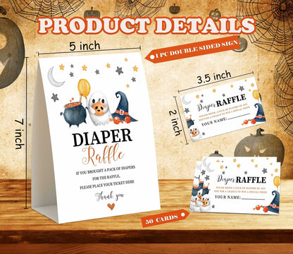 Senkiiv Baby Shower Games Halloween Diaper Raffle 1 Sign 50 Tickets