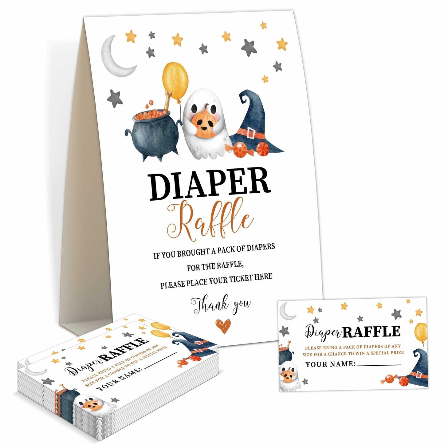 Senkiiv Baby Shower Games Halloween Diaper Raffle 1 Sign 50 Tickets