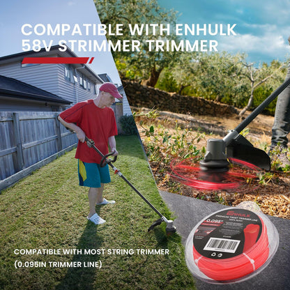 Enhulk 0.095'' Red Weed Eater Trimmer Line 200ft High Tensile Strength