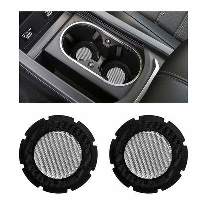 Dickno Car Cup Holder Inserts 2 Pack 2.75in Carbon Fiber Non Slip Silver