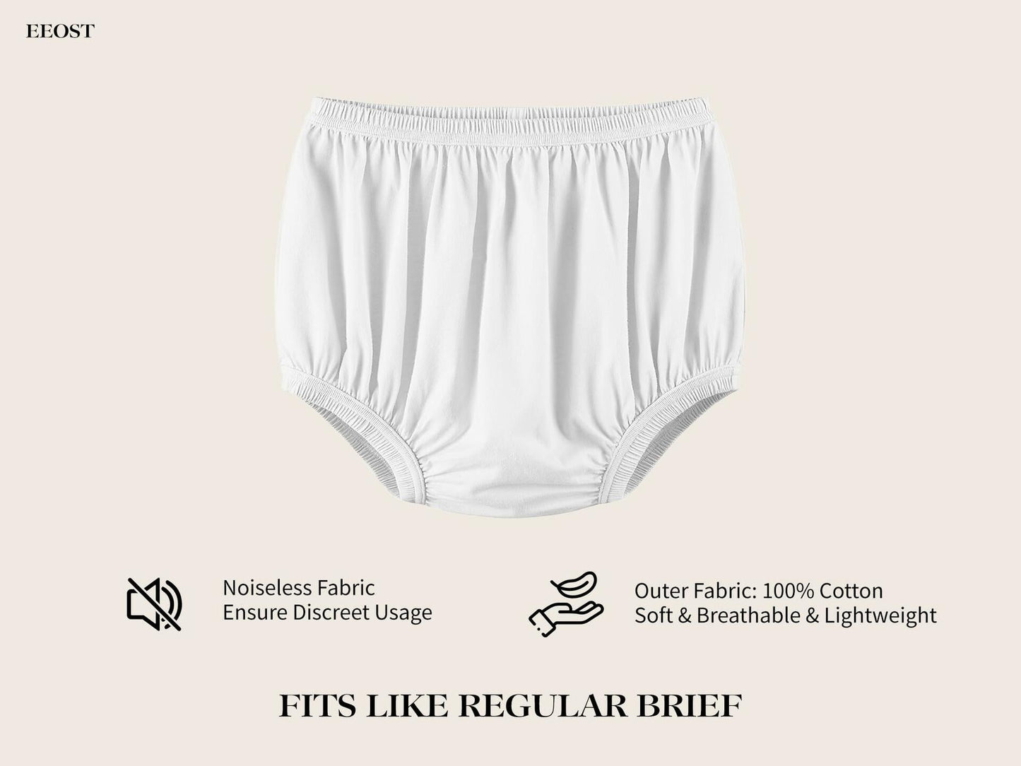 EEOST Women's Incontinence Diaper Plastic Pants Waterproof Cloth Cover White XXL