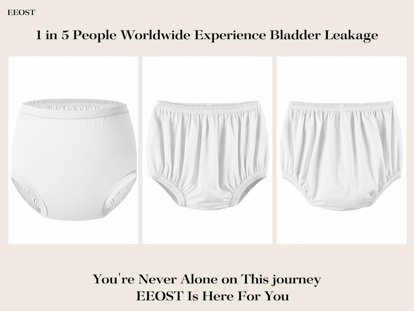 EEOST Women's Incontinence Diaper Plastic Pants Waterproof Cloth Cover White XXL