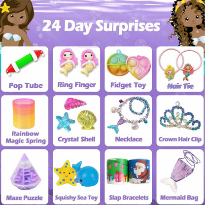 GOGREENWOVEN Advent Calendar 2025 37Pcs Toy Mermaid Purple Xmas Countdown