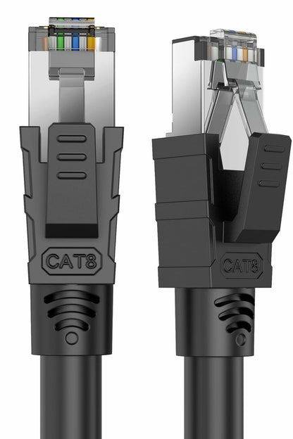 Qiuean Cat 8 Ethernet Cable 1.5ft Black RJ45 Shielded Patch Cord LAN