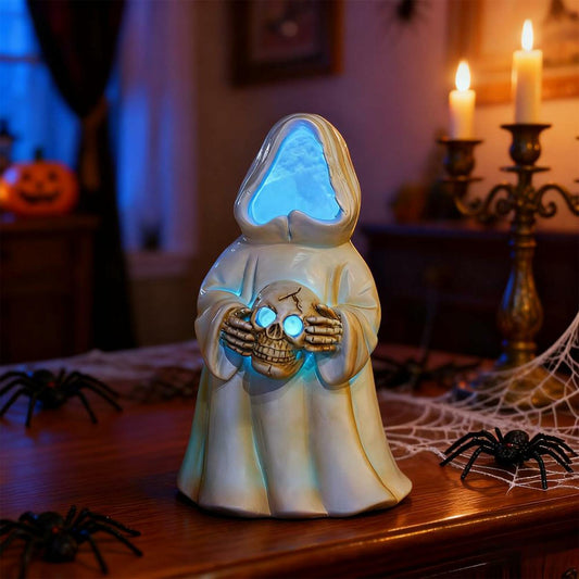 Goodeco LED Ghost Figurine Light-Up Spooky Resin Decoration Off-White