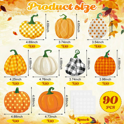Cholemy 90 Pcs Pumpkin Cutouts Thanksgiving Fall Colorful Paper Decor