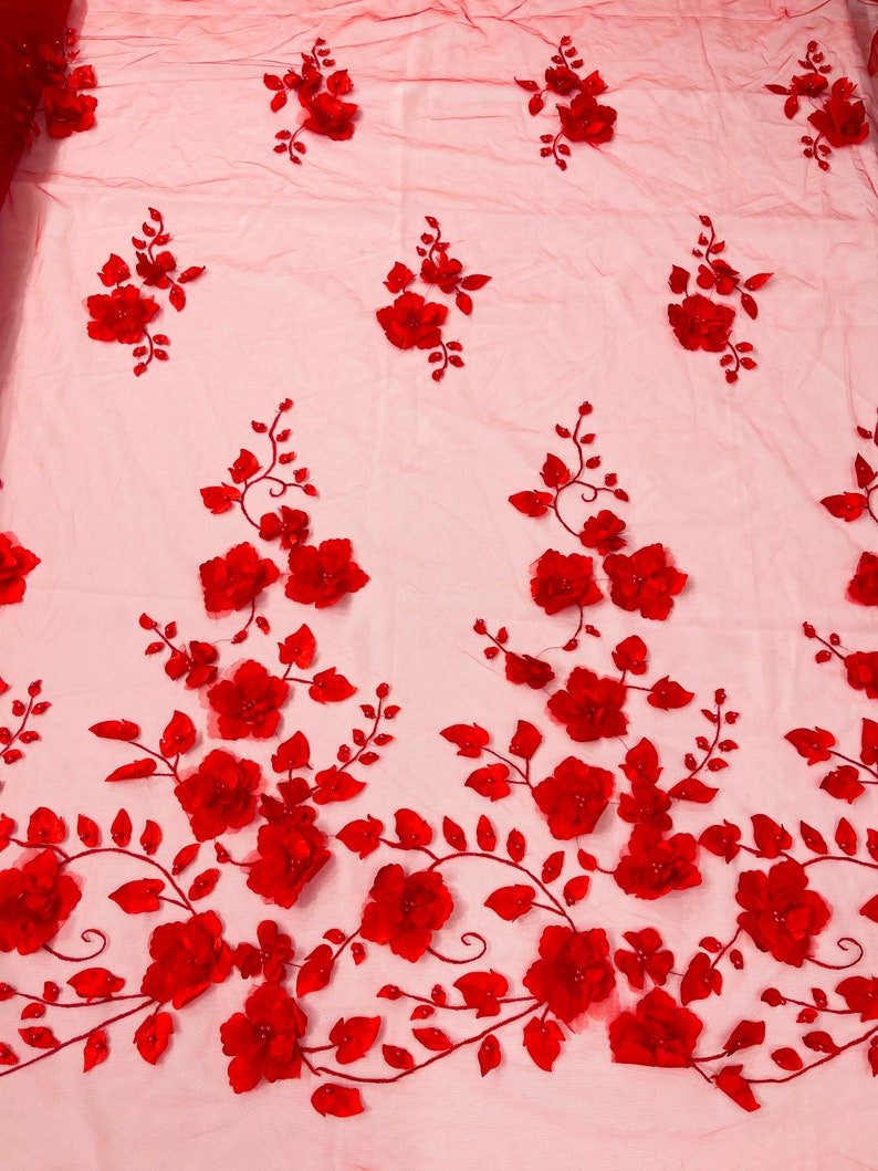 Orquidia 3d floral design lace 54" Wide| New Creations Fabric & Foam Inc.