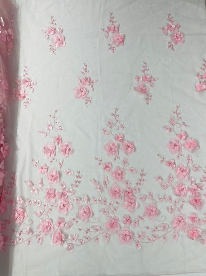 Orquidia 3d floral design lace 54" Wide| New Creations Fabric & Foam Inc.