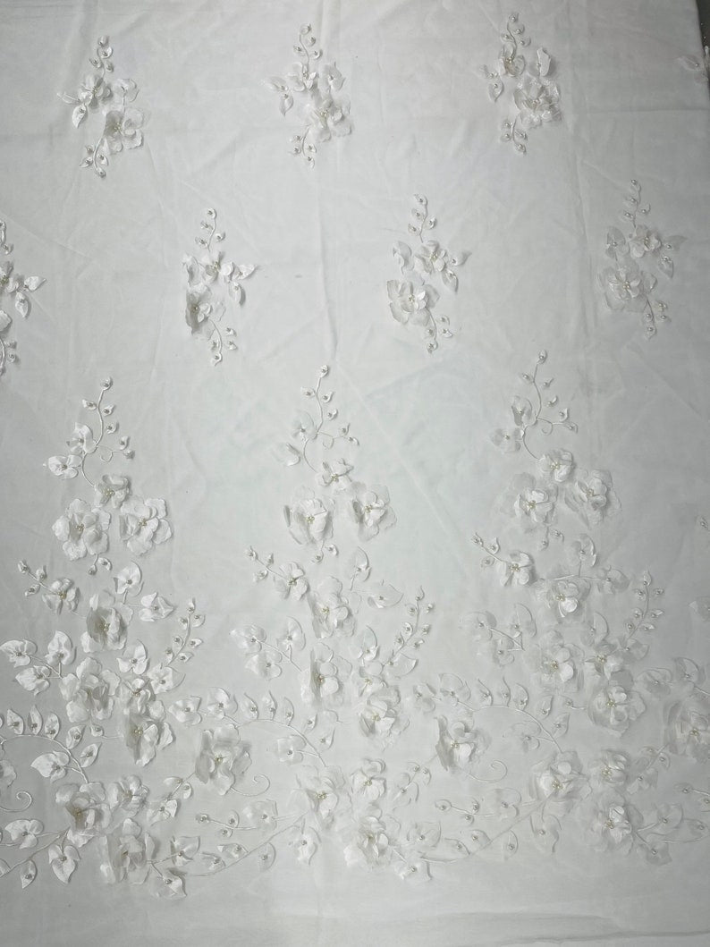 Orquidia 3d floral design lace 54" Wide| New Creations Fabric & Foam Inc.