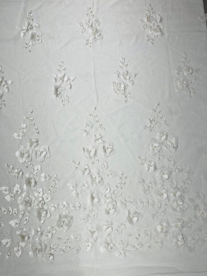 Orquidia 3d floral design lace 54" Wide| New Creations Fabric & Foam Inc.
