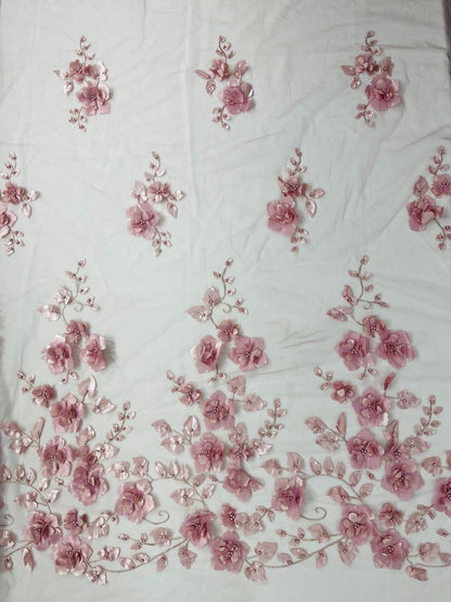 Orquidia 3d floral design lace 54" Wide| New Creations Fabric & Foam Inc.