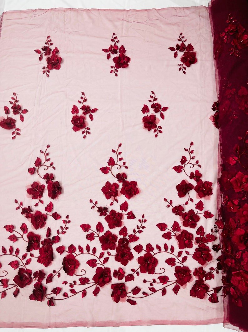 Orquidia 3d floral design lace 54" Wide| New Creations Fabric & Foam Inc.
