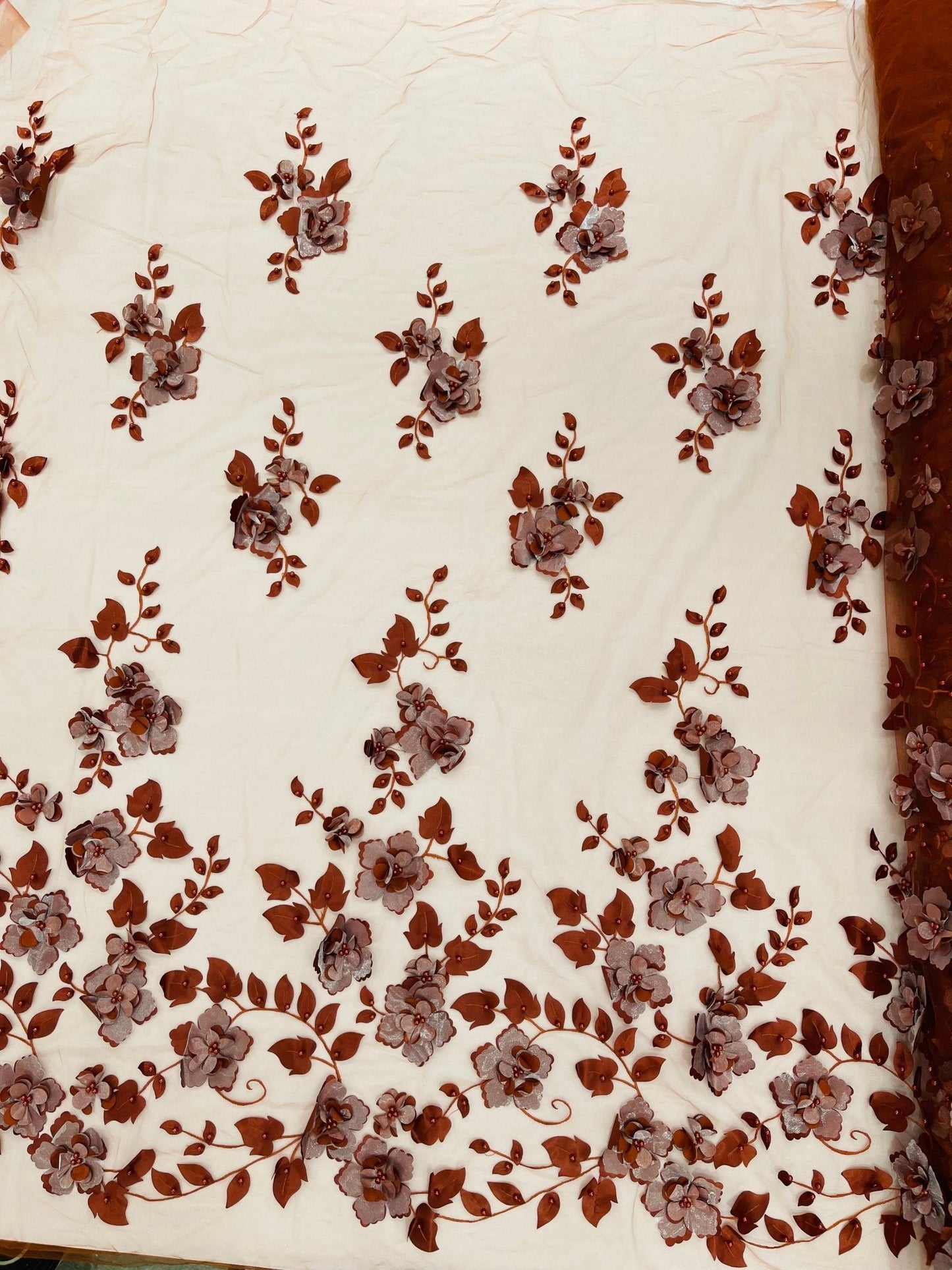 Orquidia 3d floral design lace 54" Wide| New Creations Fabric & Foam Inc.