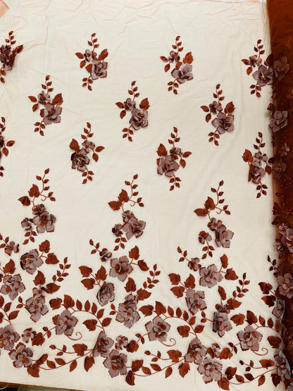 Orquidia 3d floral design lace 54" Wide| New Creations Fabric & Foam Inc.