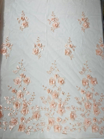 Orquidia 3d floral design lace 54" Wide| New Creations Fabric & Foam Inc.