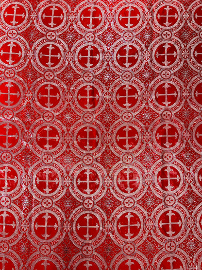 Religious Cross Jacquard Satin 58" Wide| New Creations Fabric & Foam Inc.