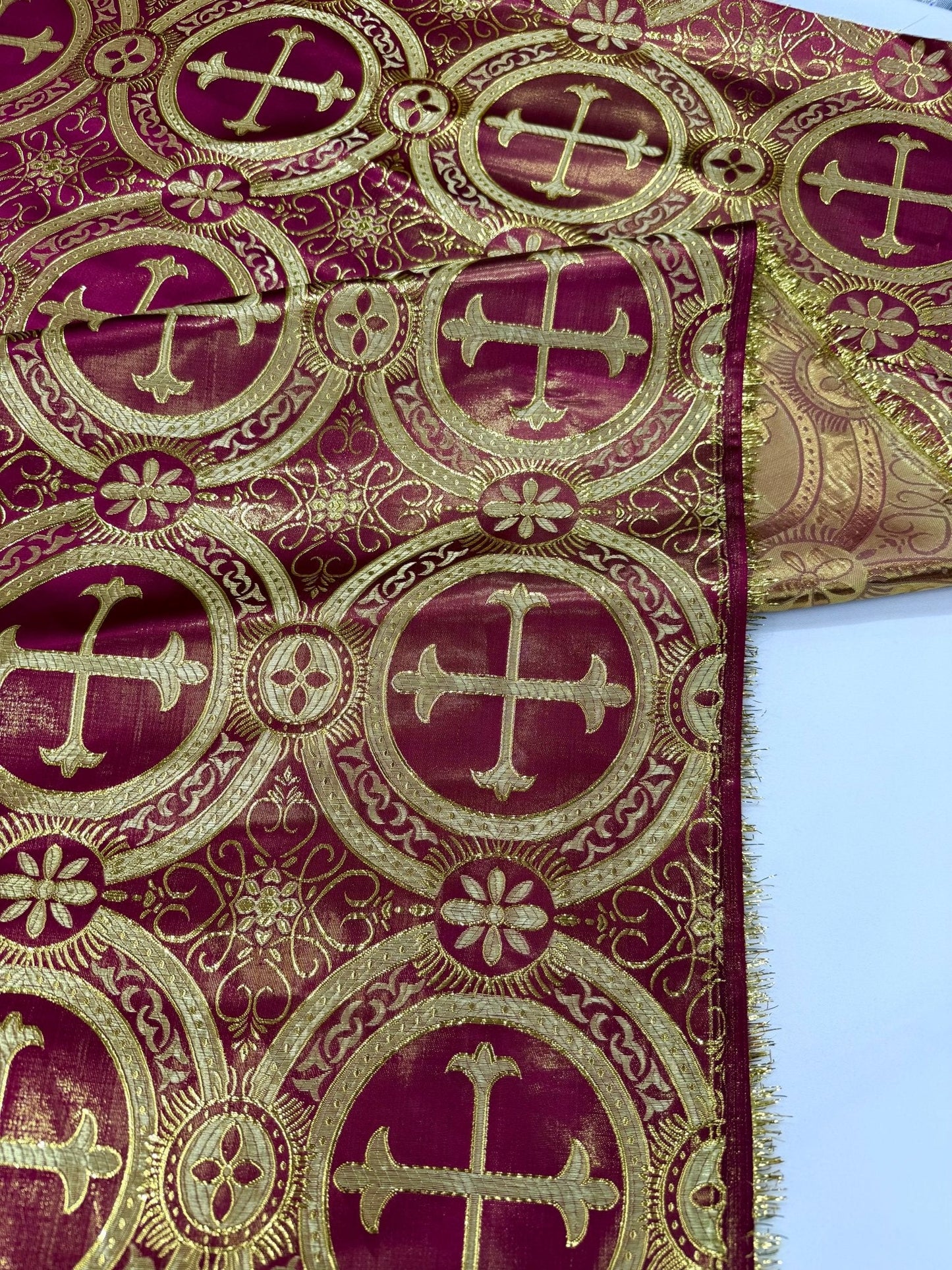 Religious Cross Jacquard Satin 58" Wide| New Creations Fabric & Foam Inc.