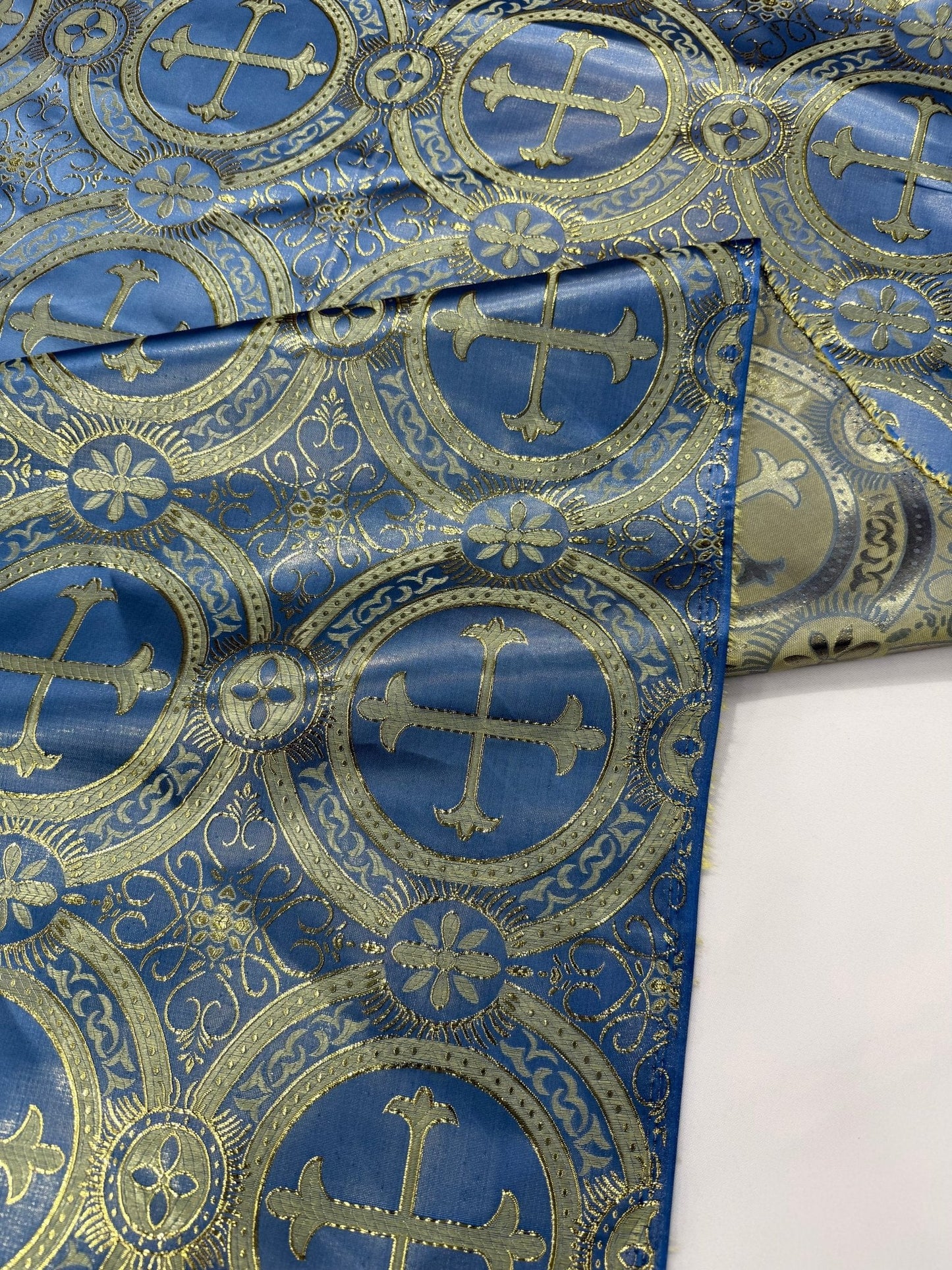 Religious Cross Jacquard Satin 58" Wide| New Creations Fabric & Foam Inc.