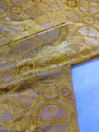 Religious Cross Jacquard Satin 58" Wide| New Creations Fabric & Foam Inc.