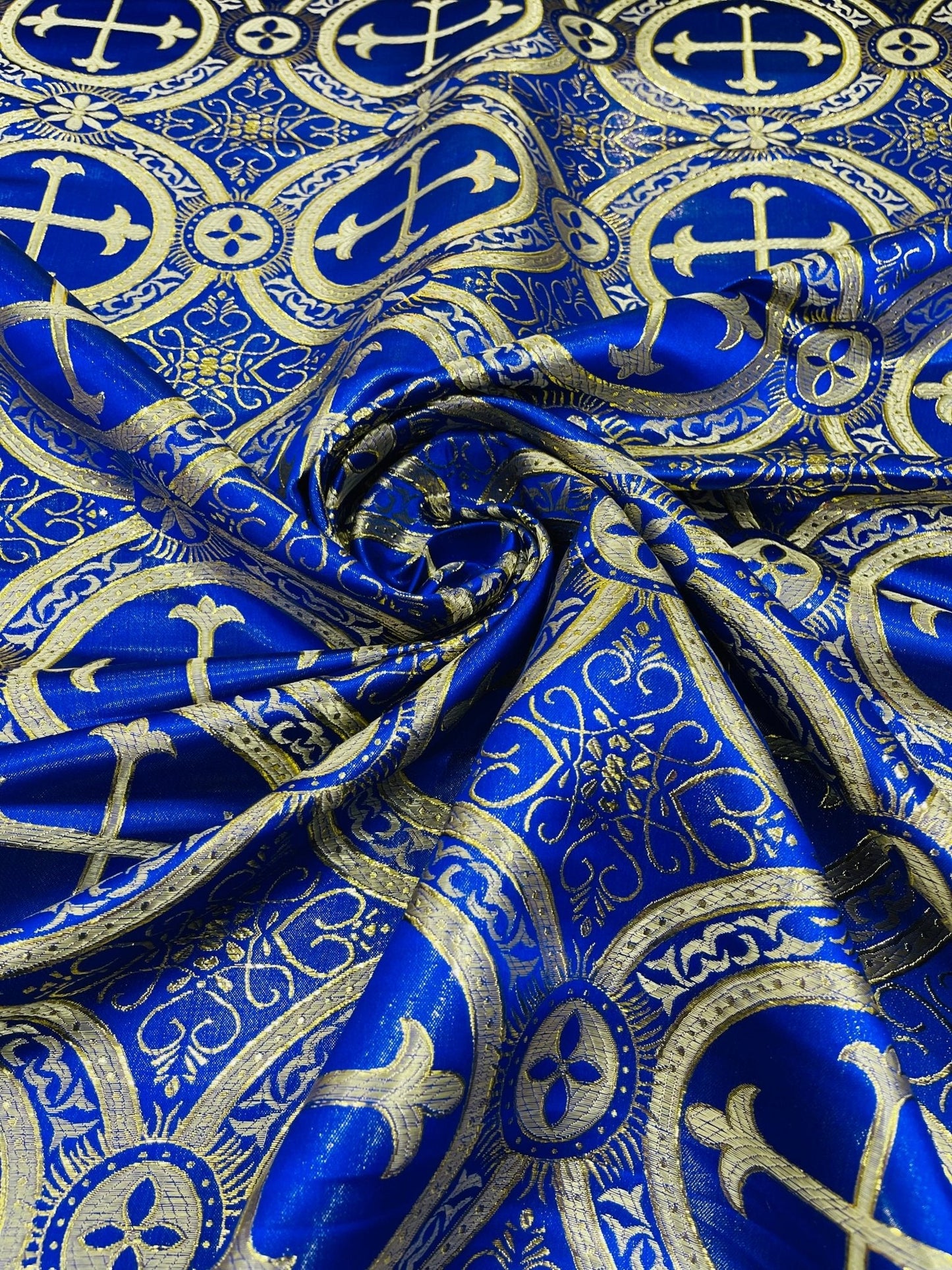 Religious Cross Jacquard Satin 58" Wide| New Creations Fabric & Foam Inc.