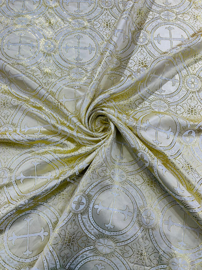 Religious Cross Jacquard Satin 58" Wide| New Creations Fabric & Foam Inc.