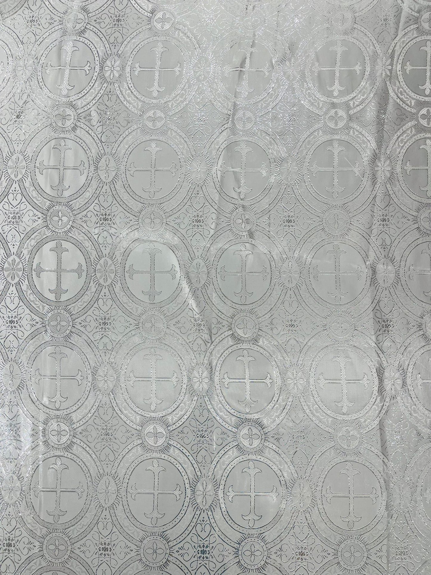 Religious Cross Jacquard Satin 58" Wide| New Creations Fabric & Foam Inc.