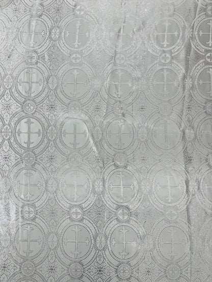 Religious Cross Jacquard Satin 58" Wide| New Creations Fabric & Foam Inc.