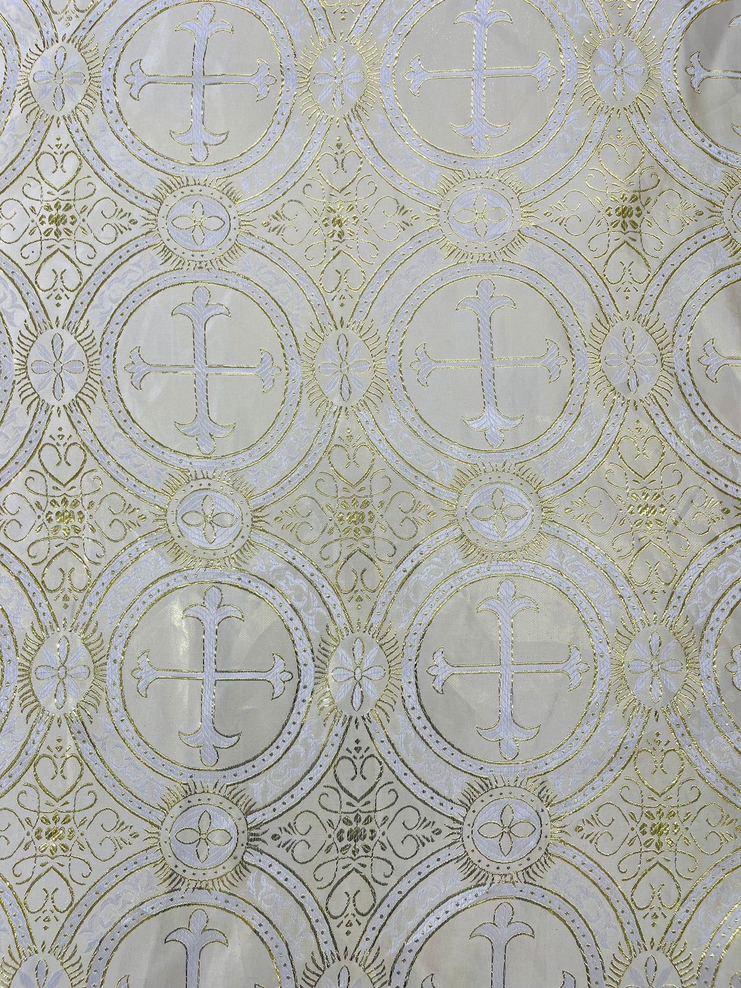Religious Cross Jacquard Satin 58" Wide| New Creations Fabric & Foam Inc.