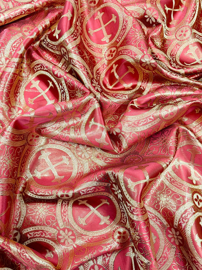Religious Cross Jacquard Satin 58" Wide| New Creations Fabric & Foam Inc.