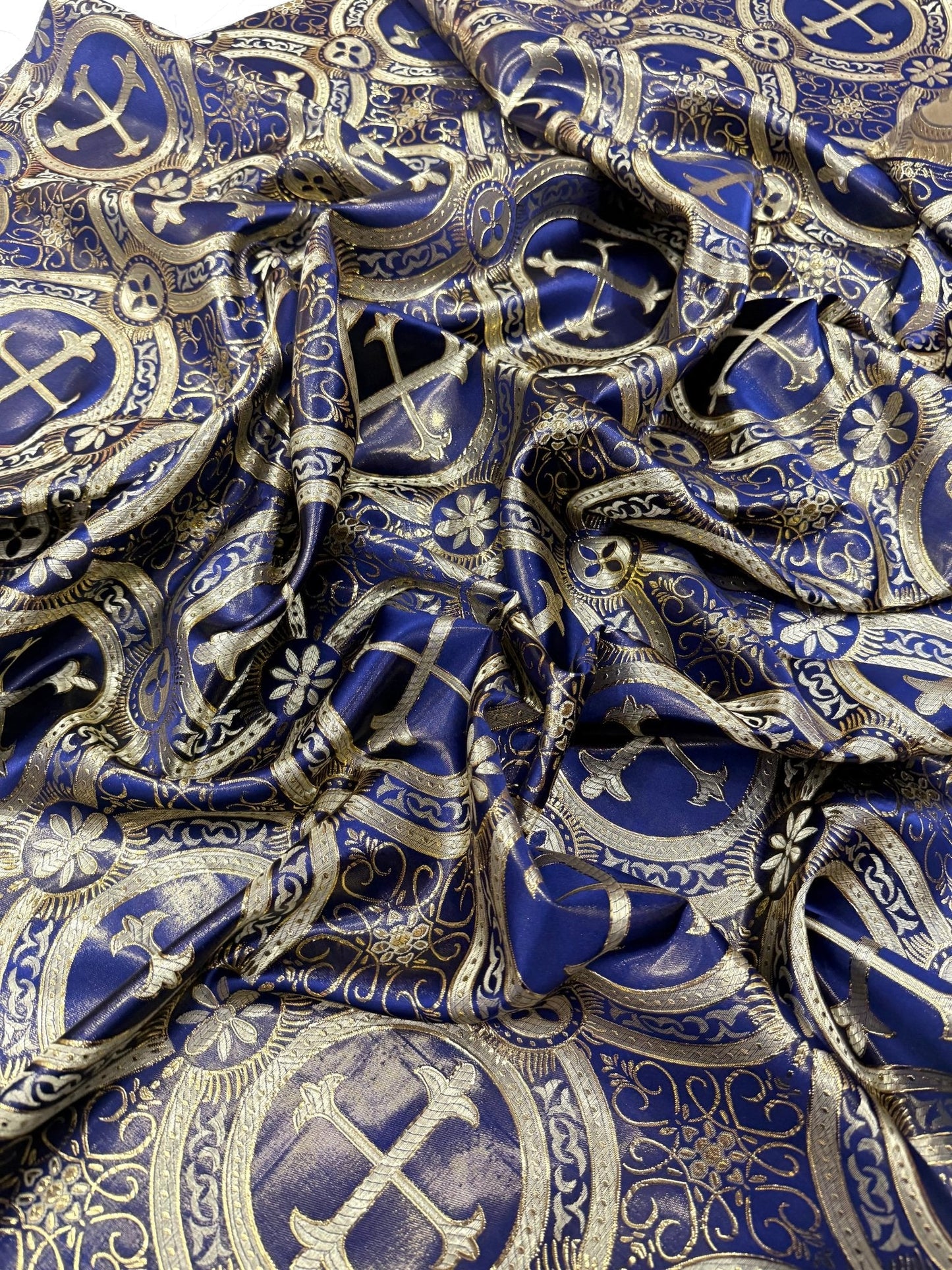Religious Cross Jacquard Satin 58" Wide| New Creations Fabric & Foam Inc.