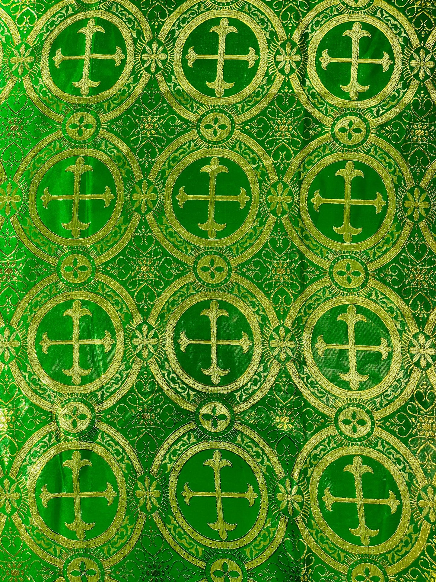 Religious Cross Jacquard Satin 58" Wide| New Creations Fabric & Foam Inc.