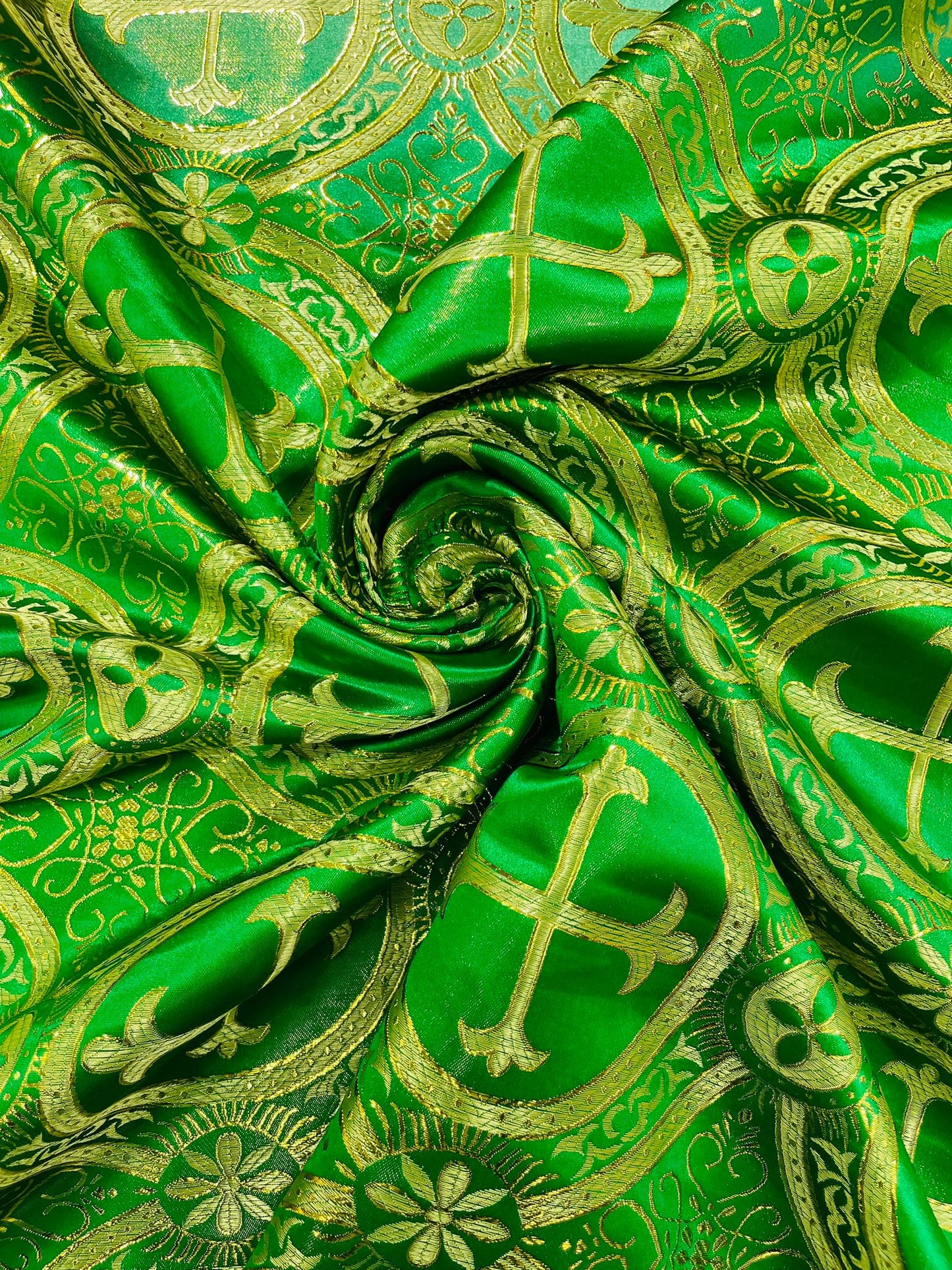 Religious Cross Jacquard Satin 58" Wide| New Creations Fabric & Foam Inc.