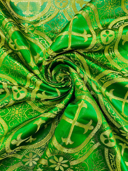 Religious Cross Jacquard Satin 58" Wide| New Creations Fabric & Foam Inc.