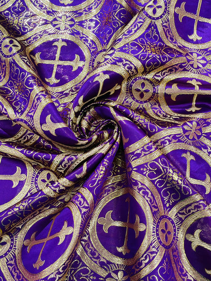 Religious Cross Jacquard Satin 58" Wide| New Creations Fabric & Foam Inc.