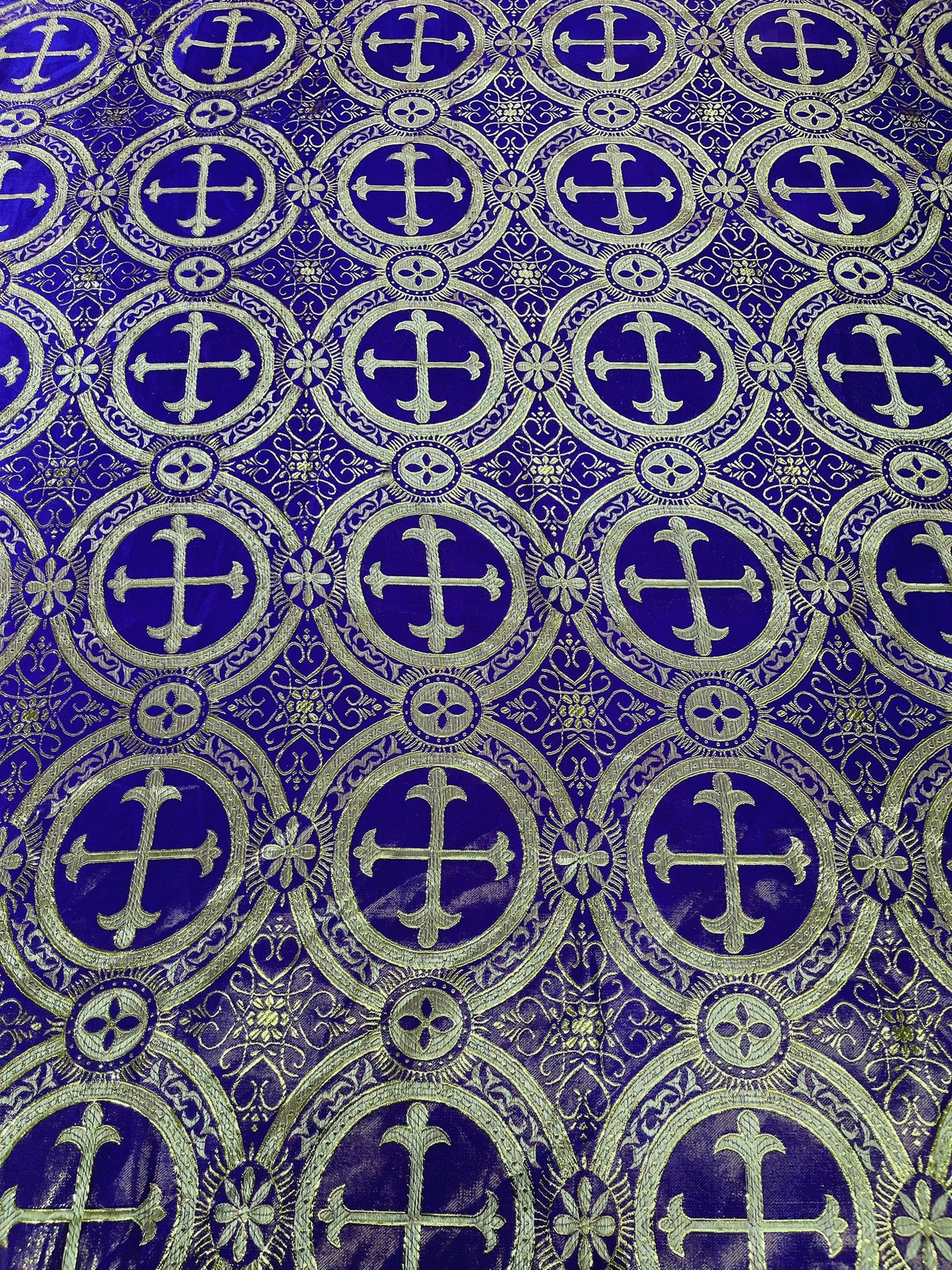 Religious Cross Jacquard Satin 58" Wide| New Creations Fabric & Foam Inc.
