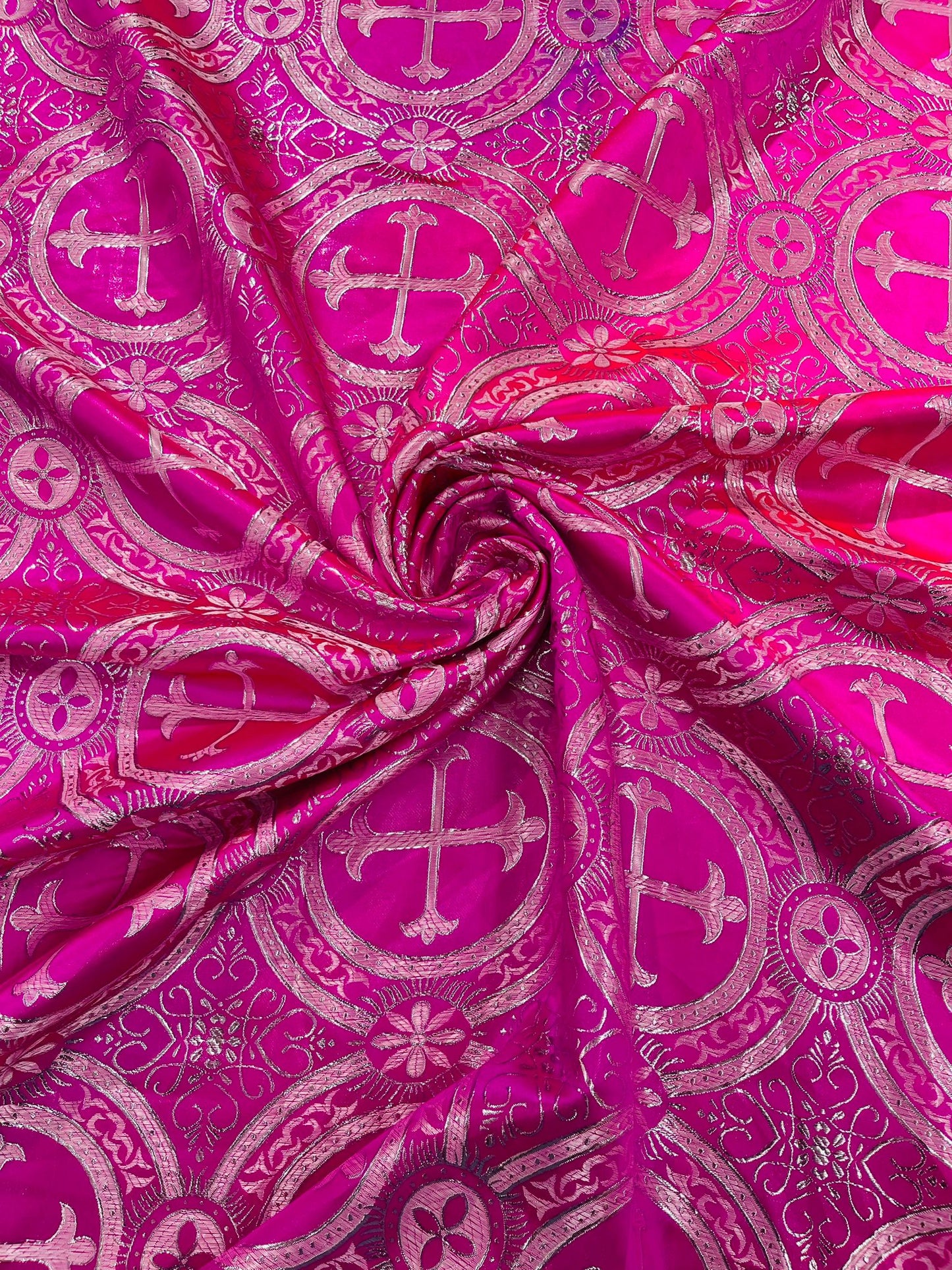 Religious Cross Jacquard Satin 58" Wide| New Creations Fabric & Foam Inc.