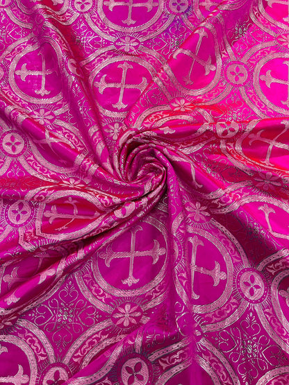 Religious Cross Jacquard Satin 58" Wide| New Creations Fabric & Foam Inc.