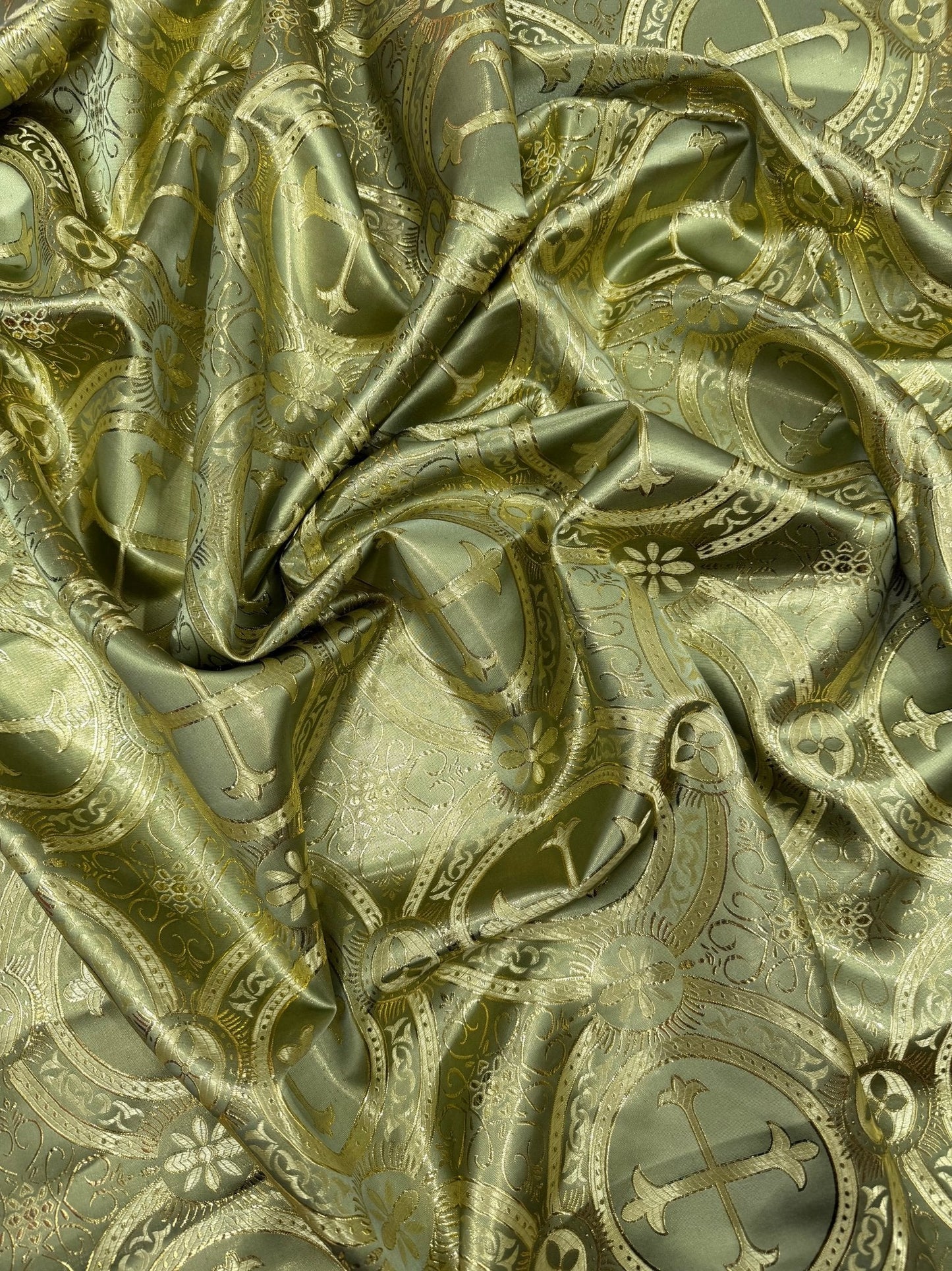 Religious Cross Jacquard Satin 58" Wide| New Creations Fabric & Foam Inc.